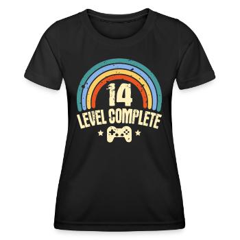 14. Geburtstag Level 14 Jahre Lustiges Gamer - Frauen Funktions-T-Shirt - Schwarz - Vorne - AI Model Female 172 light (172cm)