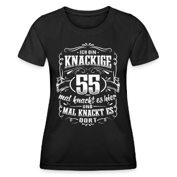 55. Geburtstag Ich bin knackige 55 Jahre - Frauen Funktions-T-Shirt - Schwarz - Vorne - AI Model Female 172 light (172cm)