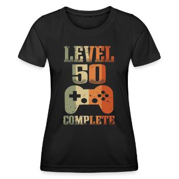 50ème anniversaire Niveau 50 ans Joueur débloqué - T-shirt sport Femme - noir - Devant - AI Model Female 172 light (172cm)