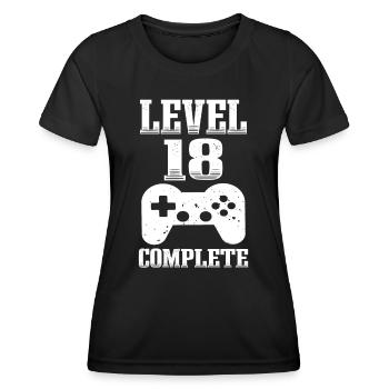 18. Geburtstag Level 18 Jahre Unlocked Gamer - Frauen Funktions-T-Shirt - Schwarz - Vorne - AI Model Female 172 light (172cm)
