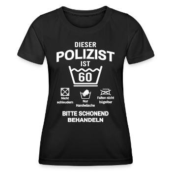 Polizist 60. Geburtstag Polizei Lustig 60 Jahre - Frauen Funktions-T-Shirt - Schwarz - Vorne - AI Model Female 172 light (172cm)