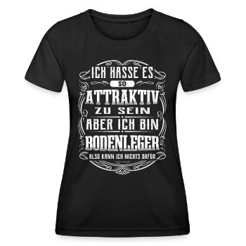 Bodenleger Spruch Lustiges Bodenleger - Frauen Funktions-T-Shirt - Schwarz - Vorne - AI Model Female 172 light (172cm)