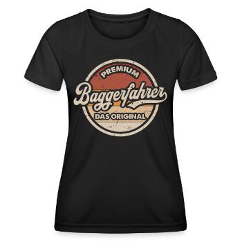 Baggerfahrer Vintage Bagger Baggerführer - Frauen Funktions-T-Shirt - Schwarz - Vorne - AI Model Female 172 light (172cm)