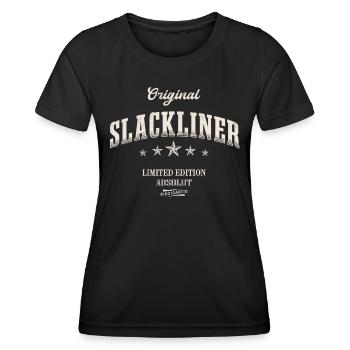 Slackliner Limited Edition Slackline - Frauen Funktions-T-Shirt - Schwarz - Vorne - AI Model Female 172 light (172cm)