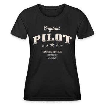 Pilot Limited Edition Lustiges Piloten - Frauen Funktions-T-Shirt - Schwarz - Vorne - AI Model Female 172 light (172cm)