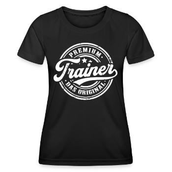 Trainer Original Fitnesstrainer Sportlehrer Coach - Frauen Funktions-T-Shirt - Schwarz - Vorne - AI Model Female 172 light (172cm)
