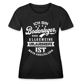 Bodenleger Spruch Lustiges Bodenleger - Frauen Funktions-T-Shirt - Schwarz - Vorne - AI Model Female 172 light (172cm)