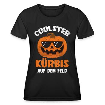Halloween Coolster Kürbis Verkleidung - Frauen Funktions-T-Shirt - Schwarz - Vorne - AI Model Female 172 light (172cm)