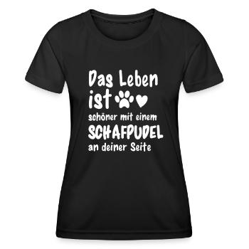Schafpudel machen das Leben schöner Lustiges Schaf - Frauen Funktions-T-Shirt - Schwarz - Vorne - AI Model Female 172 light (172cm)