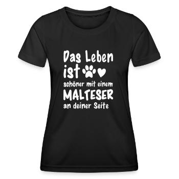 Malteser Hund Hundehalter Lustiges Malteser - Frauen Funktions-T-Shirt - Schwarz - Vorne - AI Model Female 172 light (172cm)