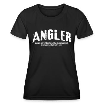 Angler Humor Angeln Angelrute Lustiges Fischer - Frauen Funktions-T-Shirt - Schwarz - Vorne - AI Model Female 172 light (172cm)
