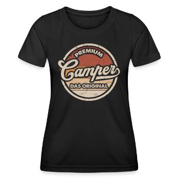 Camper Original Wohnwagen Lustiges Camping - Frauen Funktions-T-Shirt - Schwarz - Vorne - AI Model Female 172 light (172cm)