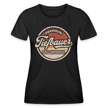 Tiefbauer Original Vintage Tiefbau - Frauen Funktions-T-Shirt - Schwarz - Vorne - AI Model Female 172 light (172cm)