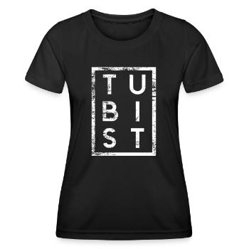 Tubist Minimalismus Tuba Tubaspieler - Frauen Funktions-T-Shirt - Schwarz - Vorne - AI Model Female 172 light (172cm)