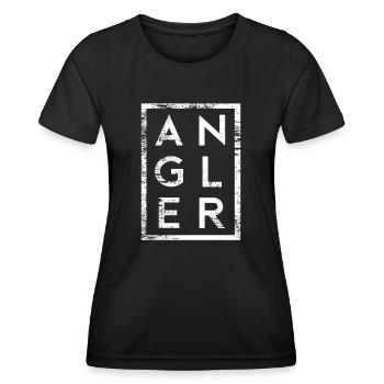 Angler Minimalismus Angeln Fischer - Frauen Funktions-T-Shirt - Schwarz - Vorne - AI Model Female 172 light (172cm)