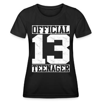 Offiziell ein Teenager - Distressed Look - Frauen Funktions-T-Shirt - Schwarz - Vorne - AI Model Female 172 light (172cm)