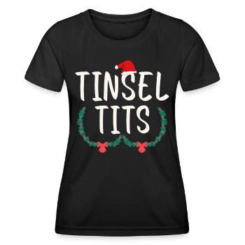 Tinsel Tits And Jingle Balls - Funny Christmas - Women's Functional T-Shirt - black - Front - AI Model Female 172 light (172cm)