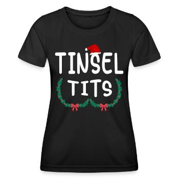 Tinsel Tits And Jingle Balls - Funny Christmas - Women's Functional T-Shirt - black - Front - AI Model Female 172 light (172cm)