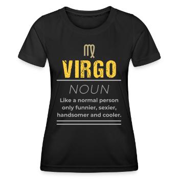 Nom de la Vierge - Comme une personne normale seulement - T-shirt sport Femme - noir - Devant - AI Model Female 172 light (172cm)