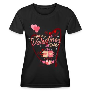 VALENTIN Frohe Valentinstage - Frauen Funktions-T-Shirt - Schwarz - Vorne - AI Model Female 172 light (172cm)