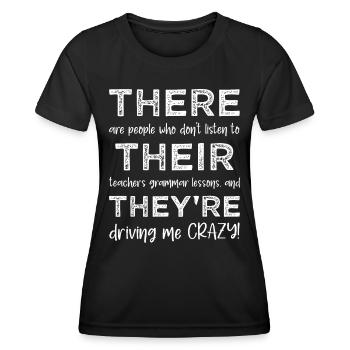 Là ils sont - Grammaire drôle - T-shirt sport Femme - noir - Devant - AI Model Female 172 light (172cm)