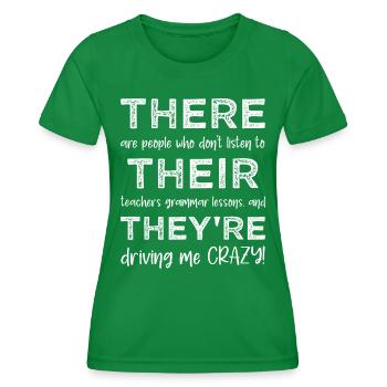 Là ils sont - Grammaire drôle - T-shirt sport Femme - vert - Devant - AI Model Female 172 dark (172cm)