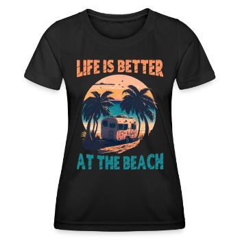 La vie est meilleure à la plage - Rétro - T-shirt sport Femme - noir - Devant - AI Model Female 172 light (172cm)