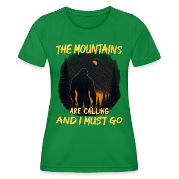 Les montagnes appellent et je dois y aller - Bigfoot - T-shirt sport Femme - vert - Devant - AI Model Female 172 dark (172cm)