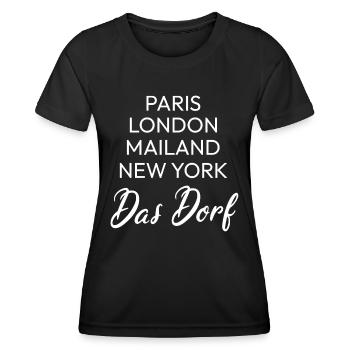 Landleben Lustiger Dorf Spruch Land Gemeinde Kaff - Frauen Funktions-T-Shirt - Schwarz - Vorne - AI Model Female 172 light (172cm)