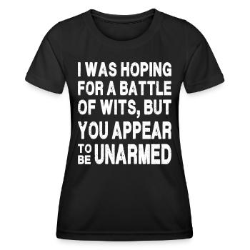 J’espérais une bataille d’ - T-shirt sport Femme - noir - Devant - AI Model Female 172 light (172cm)