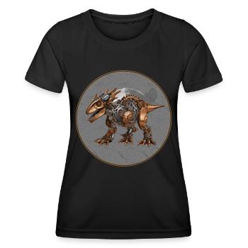 Steampunk-Dinosaurier - Frauen Funktions-T-Shirt - Schwarz - Vorne - AI Model Female 172 light (172cm)