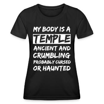 Mein Körper ist ein Tempel. Uralt und zerbröckelnd und - Frauen Funktions-T-Shirt - Schwarz - Vorne - AI Model Female 172 light (172cm)