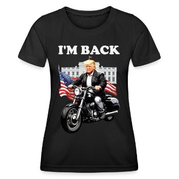 Unser Präsident ist zurück für die US Wahlen 2024 - Frauen Funktions-T-Shirt - Schwarz - Vorne - AI Model Female 172 light (172cm)