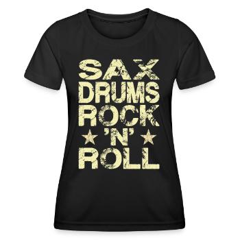 Sax Drums Rock 'N' Roll - Women's Functional T-Shirt - black - Front - AI Model Female 172 light (172cm)