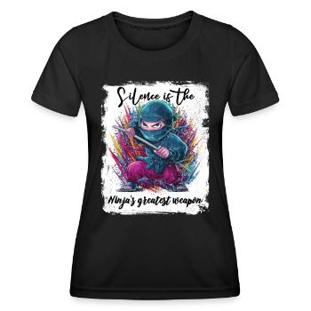 Le silence est la plus grande arme du ninja - T-shirt sport Femme - noir - Devant - AI Model Female 172 light (172cm)