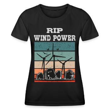Windkraft RIP, Nein zu Windenergie - Frauen Funktions-T-Shirt - Schwarz - Vorne - AI Model Female 172 light (172cm)