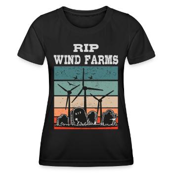 Windparks RIP, Nein zu Windenergie - Frauen Funktions-T-Shirt - Schwarz - Vorne - AI Model Female 172 light (172cm)