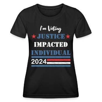 Je vote - Particulier touché par la justice - 2024 - T-shirt sport Femme - noir - Devant - AI Model Female 172 light (172cm)