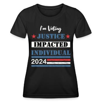 Je vote - Particulier touché par la justice - 2024 - T-shirt sport Femme - noir - Devant - AI Model Female 172 light (172cm)