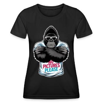 Pas de photos s’il vous plaît - T-shirt sport Femme - noir - Devant - AI Model Female 172 light (172cm)