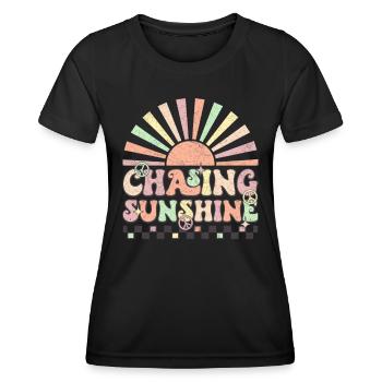À la poursuite du soleil - Rétro - T-shirt sport Femme - noir - Devant - AI Model Female 172 light (172cm)
