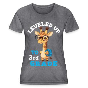 Leveled up to 3rd Grade - Funny Giraffe - Women's Functional T-Shirt - dark melange  - Front - AI Model Female 172 light (172cm)