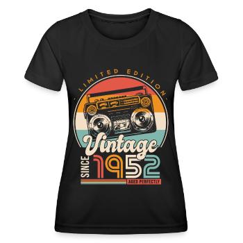 anniversary 70 years retro since 1952 gift 70 years - Women's Functional T-Shirt - black - Front - AI Model Female 172 light (172cm)