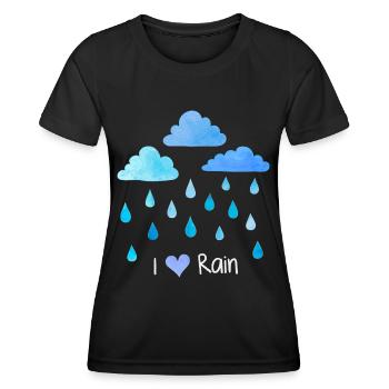 Ich liebe Regen, Regentropfen, Wetter Wolken, nass - Frauen Funktions-T-Shirt - Schwarz - Vorne - AI Model Female 172 light (172cm)