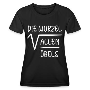 Die Wurzel Allen Übels Mathematik Mathe Spaß - Frauen Funktions-T-Shirt - Schwarz - Vorne - AI Model Female 172 light (172cm)