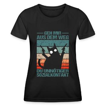 Geh Mir aus dem Weg du unnötiger Sozialkontakt - Frauen Funktions-T-Shirt - Schwarz - Vorne - AI Model Female 172 light (172cm)