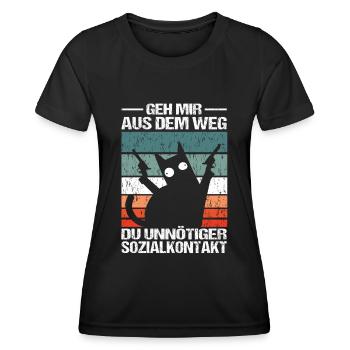 Geh Mir aus dem Weg du unnötiger Sozialkontakt - Frauen Funktions-T-Shirt - Schwarz - Vorne - AI Model Female 172 light (172cm)
