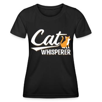 Katzenflüsterer Lustiges Geschenk - Frauen Funktions-T-Shirt - Schwarz - Vorne - AI Model Female 172 light (172cm)