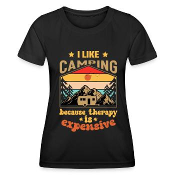I like Camping funny Camper Quotes - Women's Functional T-Shirt - black - Front - AI Model Female 172 light (172cm)