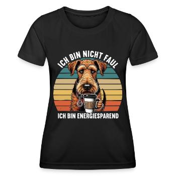 Ich Bin Nicht Faul Airedale Terrier Airedales - Frauen Funktions-T-Shirt - Schwarz - Vorne - AI Model Female 172 light (172cm)